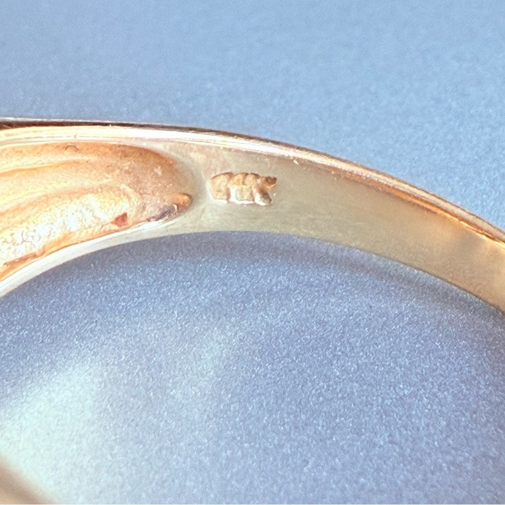 Vintage 14k Gold Genuine Sapphire Criss Cross Ribbon Dome Ring SIZE 9 - Picture 14 of 15